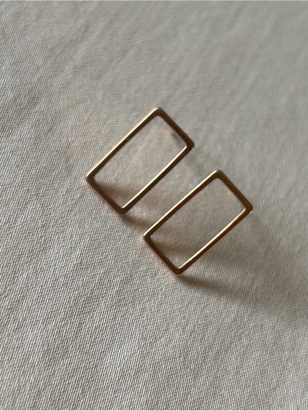 Gold Tone Open Rectangle Stud Earrings Minimalist Geometric Modern